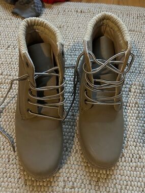 Taupe High-Top Lace-Up Boots